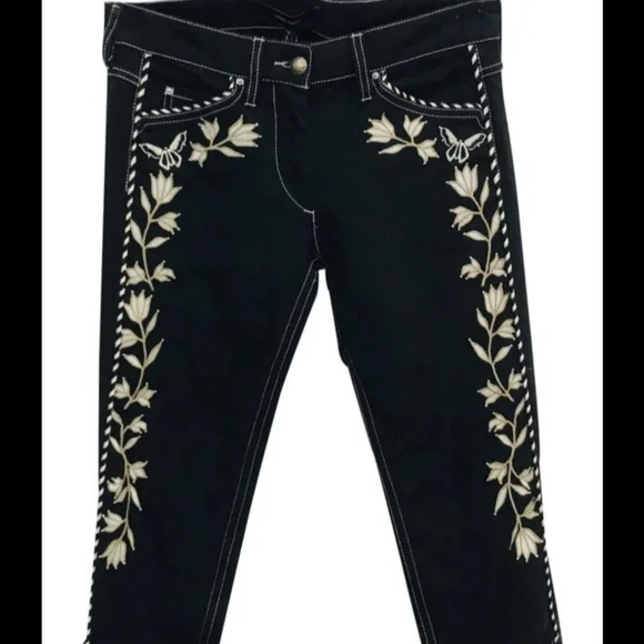 Isabel Marant Western Embroidered Floral Button Cuff Runway Jeans - Picture 4 of 9